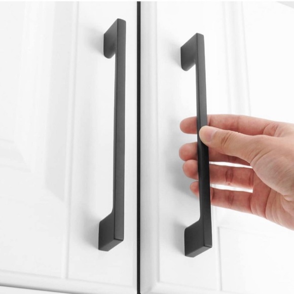 Wide Foot Cabinet Bar Pull - Black Modern Solid Handle, 6.3 Inch/160mm Screw Sp - Picture 2 of 5